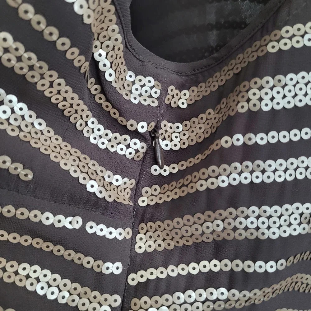 Soft Surroundings Womens Tunic Top XL Brown Sequin Sleeveless Disco Shiny Fun - Picture 7 of 8